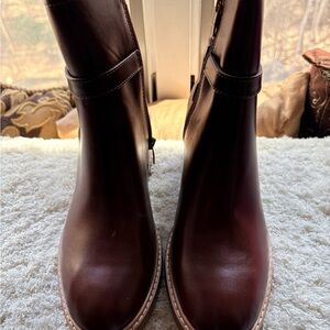 Marc Fisher Women's Zip Ankle Boot in Dark Brown Leather